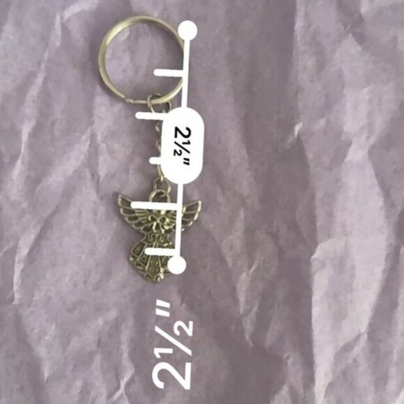 Angel with Wings Vintage Bow and Dress Silver Charm Pendant Keychain Key Chain - Picture 6 of 7